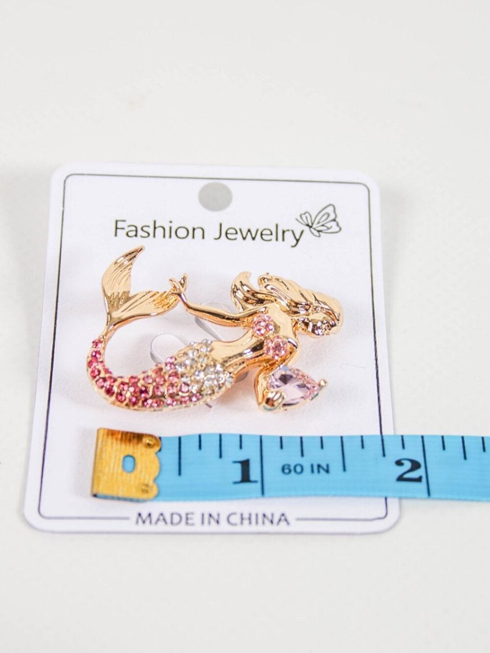 Pink Rhinestone Mermaid Brooch Pin - Picture 5 of 5